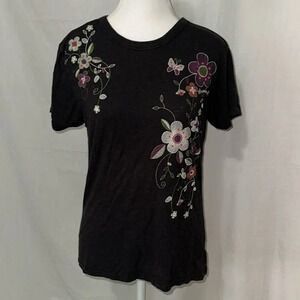 black bamboo blend Green Weekend floral graphic tshirt size medium